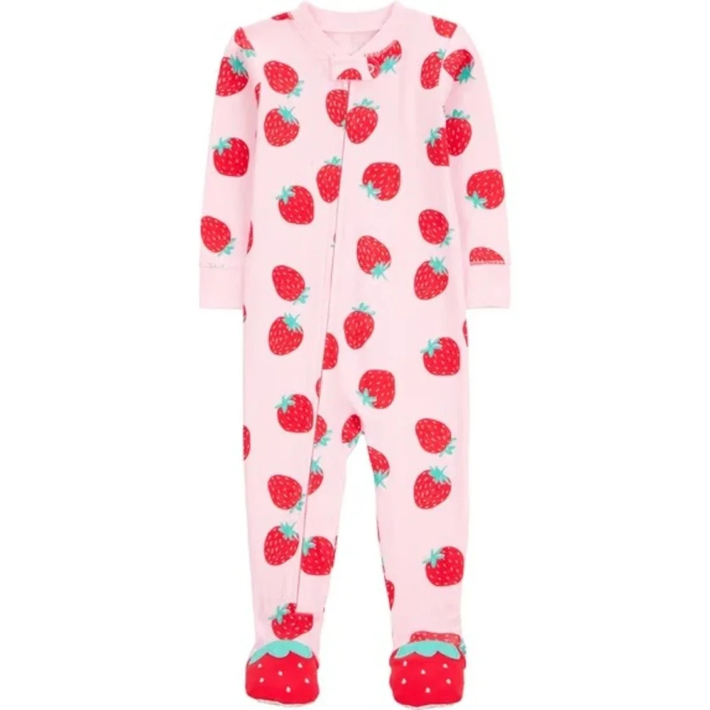 Child of Mine by Carters Baby Girls Pajama Pink Sz 12M Footed Sleeper One Piece